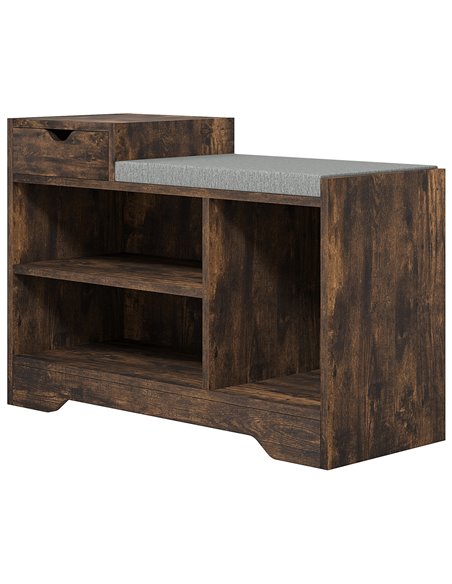 HOMCOM Shoe Storage with Seat, Upholstered Entryway Bench, Shoe Bench with Drawer and 3 Open Shelves for Hallway 837-439V70RB - pic 34878 | FastDaddyshop