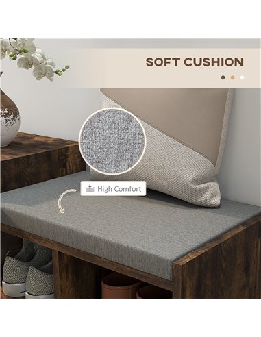 HOMCOM Shoe Storage with Seat, Upholstered Entryway Bench, Shoe Bench with Drawer and 3 Open Shelves for Hallway 837-439V70RB