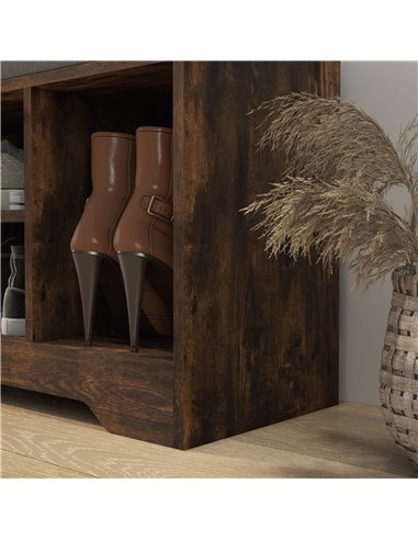 HOMCOM Shoe Storage with Seat, Upholstered Entryway Bench, Shoe Bench with Drawer and 3 Open Shelves for Hallway 837-439V70RB