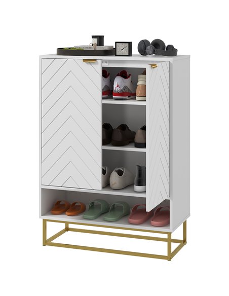 HOMCOM Shoe Storage Cabinet, Modern Shoe Cupboard for 12 Pairs of Shoes, White 837-443V80WT - pic 34896 | FastDaddyshop