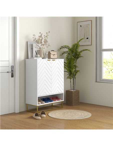 HOMCOM Shoe Storage Cabinet, Modern Shoe Cupboard for 12 Pairs of Shoes, White 837-443V80WT - pic 34897 | FastDaddyshop