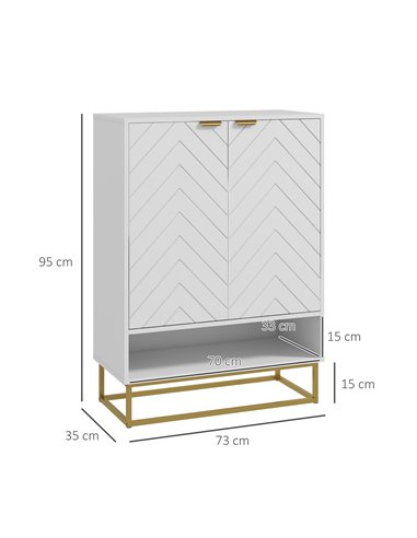 HOMCOM Shoe Storage Cabinet, Modern Shoe Cupboard for 12 Pairs of Shoes, White 837-443V80WT