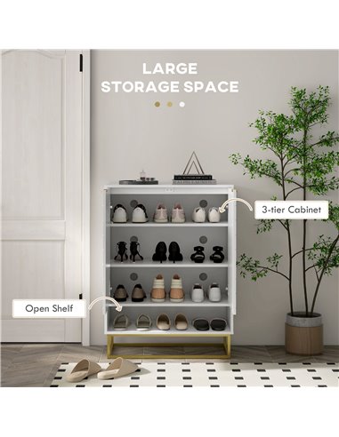 HOMCOM Shoe Storage Cabinet, Modern Shoe Cupboard with Open Shelf, Adjustable Shelf, 6 Vents, Shoe Rack for 12 Pairs of Shoes 83