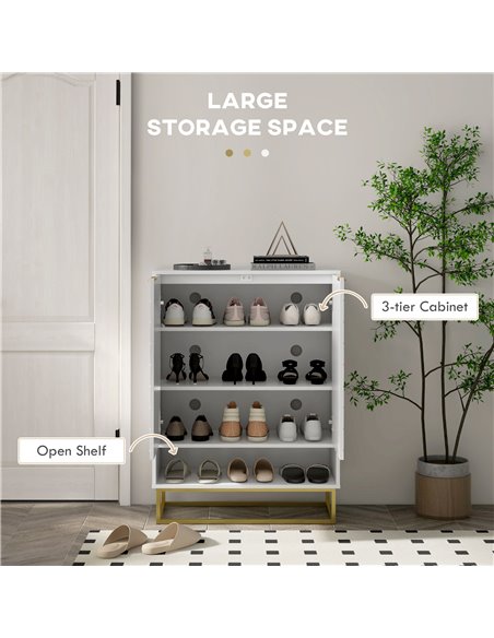 HOMCOM Shoe Storage Cabinet, Modern Shoe Cupboard with Open Shelf, Adjustable Shelf, 6 Vents, Shoe Rack for 12 Pairs of Shoes 83 - pic 34899 | FastDaddyshop