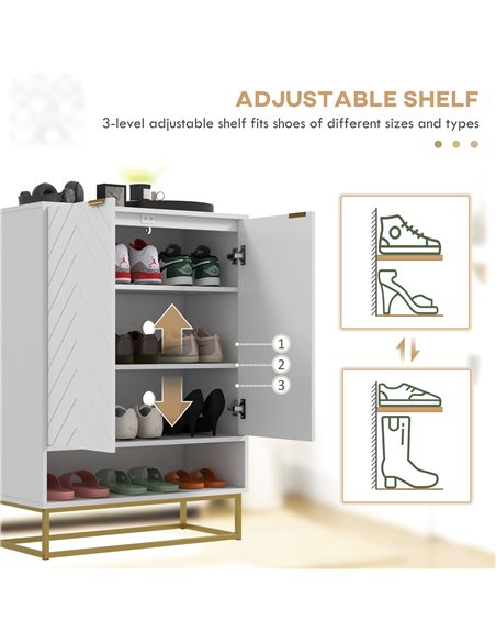 HOMCOM Shoe Storage Cabinet, Modern Shoe Cupboard with Open Shelf, Adjustable Shelf, 6 Vents, Shoe Rack for 12 Pairs of Shoes 83 - pic 34900 | FastDaddyshop