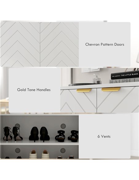 HOMCOM Shoe Storage Cabinet, Modern Shoe Cupboard with Open Shelf, Adjustable Shelf, 6 Vents, Shoe Rack for 12 Pairs of Shoes 83 - pic 34901 | FastDaddyshop