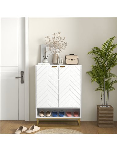 HOMCOM Shoe Storage Cabinet, Modern Shoe Cupboard with Open Shelf, Adjustable Shelf, 6 Vents, Shoe Rack for 12 Pairs of Shoes 83
