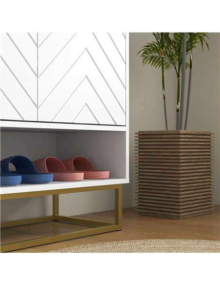 HOMCOM Shoe Storage Cabinet, Modern Shoe Cupboard with Open Shelf, Adjustable Shelf, 6 Vents, Shoe Rack for 12 Pairs of Shoes 83 - pic 34904 | FastDaddyshop