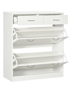 HOMCOM Narrow Shoe Storage with 2 Flip Drawers for 12 Pairs of Shoes, White 837-327V80WT
