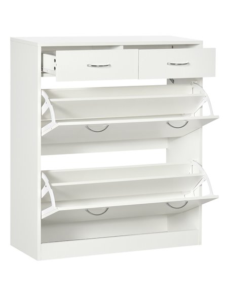 HOMCOM Narrow Shoe Storage with 2 Flip Drawers for 12 Pairs of Shoes, White 837-327V80WT - pic 34905 | FastDaddyshop
