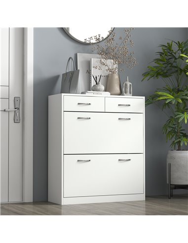 HOMCOM Narrow Shoe Storage with 2 Flip Drawers and Adjustable Shelves Shoe Cabinet Organizer for 12 Pairs of Shoes, White 837-32