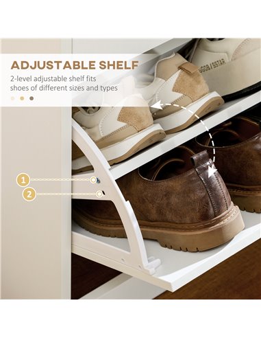HOMCOM Narrow Shoe Storage with 2 Flip Drawers and Adjustable Shelves Shoe Cabinet Organizer for 12 Pairs of Shoes, White 837-32