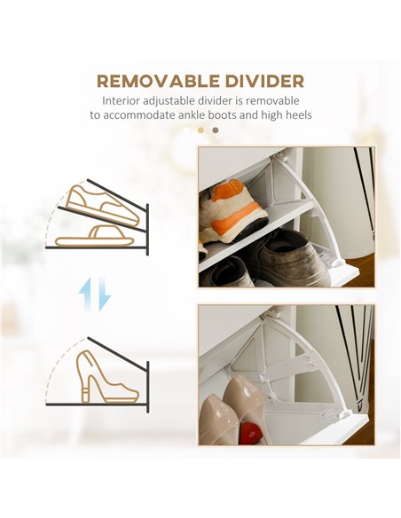 HOMCOM Narrow Shoe Storage with 2 Flip Drawers and Adjustable Shelves Shoe Cabinet Organizer for 12 Pairs of Shoes, White 837-32 - pic 34909 | FastDaddyshop