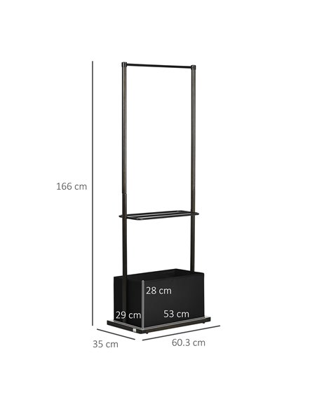 HOMCOM Clothes Rail, Bamboo Coat Stand, Garment Rack with Open Shelves and Fabric Storage Box for Bedroom, Hallway, Dark Walnut  - pic 34916 | FastDaddyshop