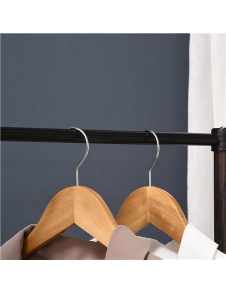 HOMCOM Clothes Rail, Bamboo Coat Stand, Garment Rack with Open Shelves and Fabric Storage Box for Bedroom, Hallway, Dark Walnut  - pic 34920 | FastDaddyshop