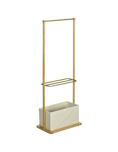 HOMCOM Clothes Rail, Bamboo Coat Stand, Garment Rack with Open Shelves and Fabric Storage Box for Bedroom, Hallway, Natural 837-