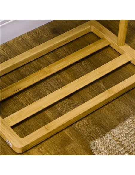 HOMCOM Clothes Rail, Bamboo Coat Stand, Garment Rack with Open Shelves and Fabric Storage Box for Bedroom, Hallway, Natural 837- - pic 34931 | FastDaddyshop
