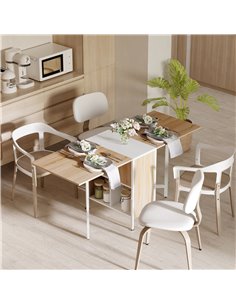 HOMCOM Foldable Dining Table Folding Workstation for Small Space with Storage Shelves Cubes Oak & White 833-409 2