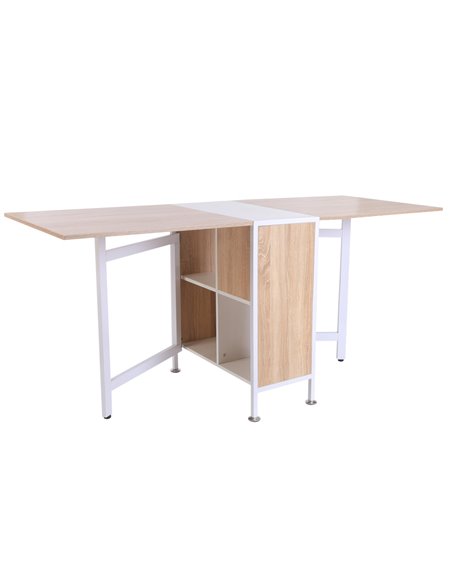 HOMCOM Foldable Dining Table Folding Workstation for Small Space with Storage Shelves Cubes Oak & White 833-409 - pic 34933 | FastDaddyshop
