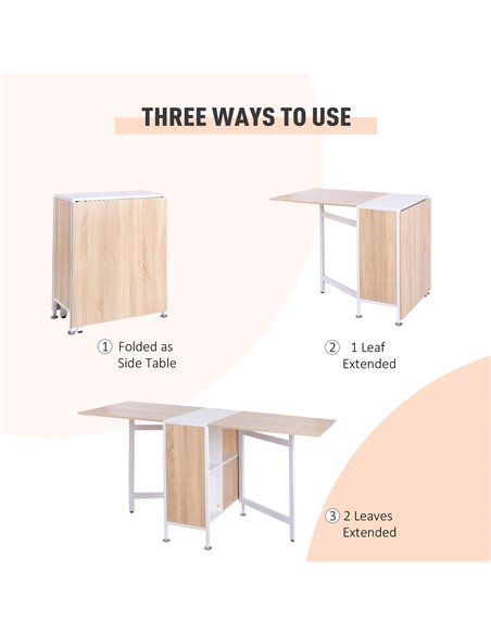 HOMCOM Foldable Dining Table Folding Workstation for Small Space with Storage Shelves Cubes Oak & White 833-409 - pic 34935 | FastDaddyshop