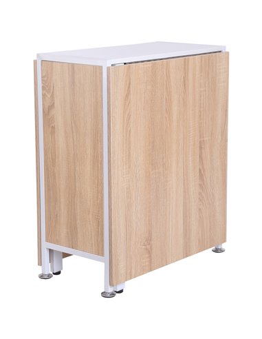 HOMCOM Foldable Dining Table Folding Workstation for Small Space with Storage Shelves Cubes Oak & White 833-409
