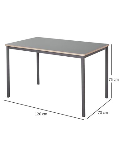 HOMCOM 120cm Minimalistic Dining Table w/ Steel Frame Foot Pads Simple Rectangle Style Home Dining Working Display Grey 835-162