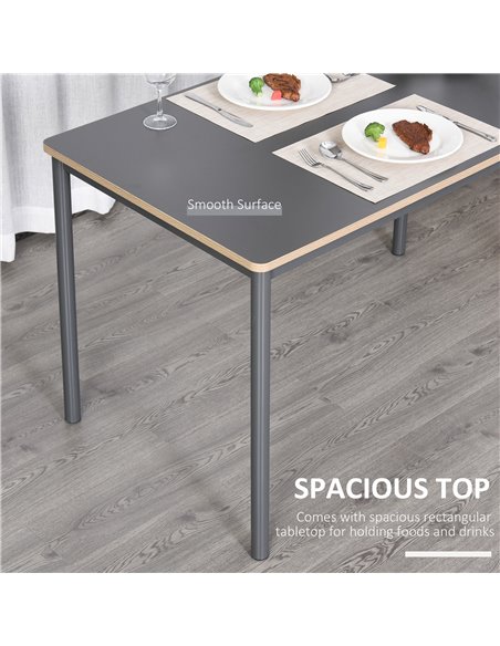 HOMCOM 120cm Minimalistic Dining Table w/ Steel Frame Foot Pads Simple Rectangle Style Home Dining Working Display Grey 835-162 - pic 34944 | FastDaddyshop