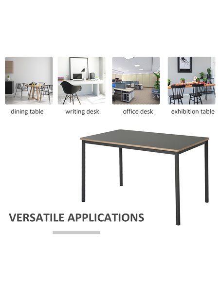 HOMCOM 120cm Minimalistic Dining Table w/ Steel Frame Foot Pads Simple Rectangle Style Home Dining Working Display Grey 835-162 - pic 34946 | FastDaddyshop