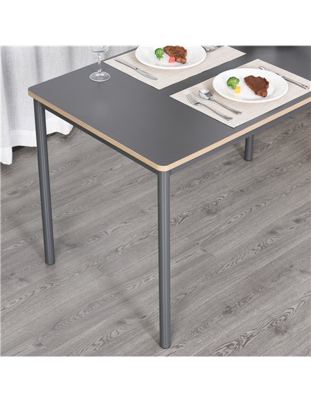 HOMCOM 120cm Minimalistic Dining Table w/ Steel Frame Foot Pads Simple Rectangle Style Home Dining Working Display Grey 835-162 - pic 34948 | FastDaddyshop
