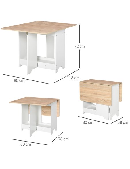 HOMCOM Foldable Dining Table Drop-Leaf Folding Desk Side Console with Storage Shelf for Kitchen,Dining Room 835-339 - pic 34961 | FastDaddyshop