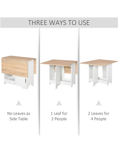 HOMCOM Foldable Dining Table Drop-Leaf Folding Desk Side Console with Storage Shelf for Kitchen,Dining Room 835-339