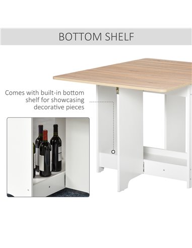 HOMCOM Foldable Dining Table Drop-Leaf Folding Desk Side Console with Storage Shelf for Kitchen,Dining Room 835-339