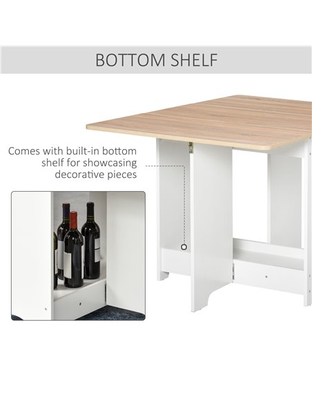 HOMCOM Foldable Dining Table Drop-Leaf Folding Desk Side Console with Storage Shelf for Kitchen,Dining Room 835-339 - pic 34963 | FastDaddyshop
