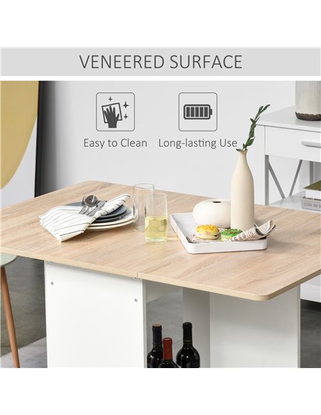 HOMCOM Foldable Dining Table Drop-Leaf Folding Desk Side Console with Storage Shelf for Kitchen,Dining Room 835-339 - pic 34964 | FastDaddyshop