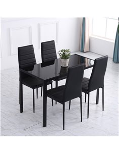 HOMCOM Modern Rectangular Dining Table with Tempered Glass Top, Black 835-479BK 2