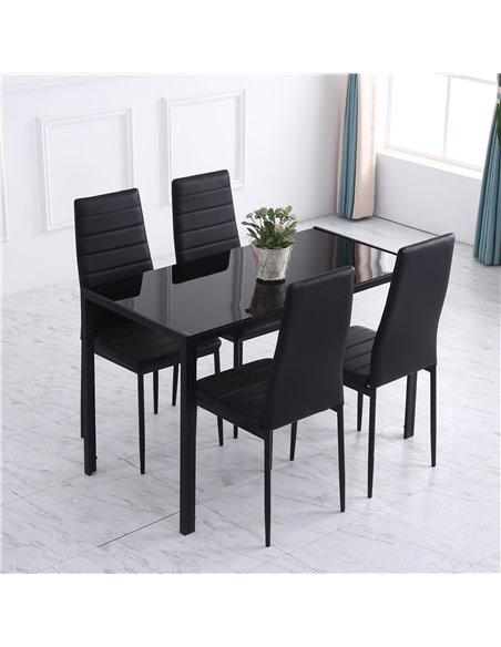 HOMCOM Modern Rectangular Dining Table with Tempered Glass Top, Black 835-479BK - pic 35004 | FastDaddyshop