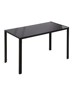 HOMCOM Modern Rectangular Dining Table with Tempered Glass Top, Black 835-479BK