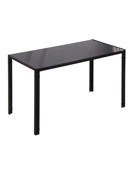 HOMCOM Modern Rectangular Dining Table with Tempered Glass Top, Black 835-479BK - pic 35005 | FastDaddyshop