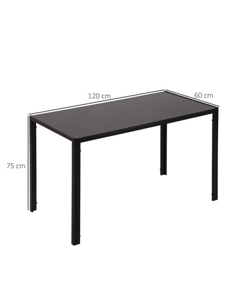 HOMCOM Modern Rectangular Dining Table with Tempered Glass Top, Black 835-479BK - pic 35006 | FastDaddyshop