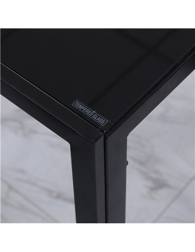 HOMCOM Modern Rectangular Dining Table for 4 People with Tempered Glass Top & Metal Legs for Dining Room, Living Room (Chairs No