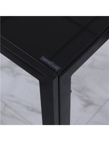 HOMCOM Modern Rectangular Dining Table for 4 People with Tempered Glass Top & Metal Legs for Dining Room, Living Room (Chairs No - pic 35011 | FastDaddyshop