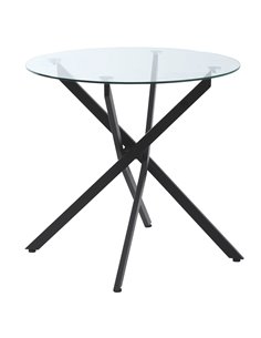 HOMCOM Side Table with Clear Tempered Glass Top, Round Dining Table, Black 839-079