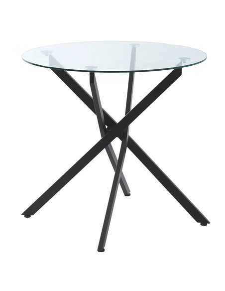 HOMCOM Side Table with Clear Tempered Glass Top, Round Dining Table, Black 839-079 - pic 35013 | FastDaddyshop