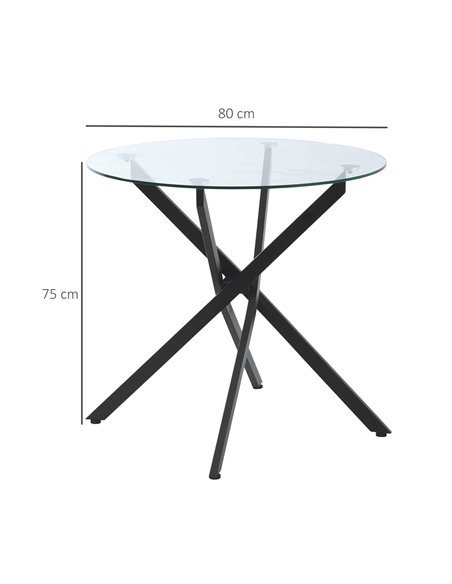 HOMCOM Side Table with Clear Tempered Glass Top, Round Dining Table, Black 839-079 - pic 35015 | FastDaddyshop