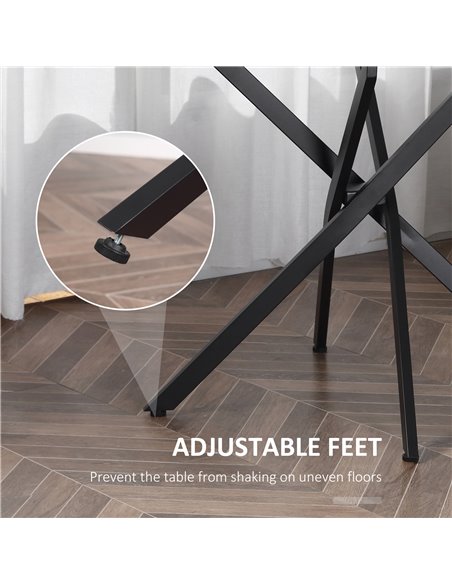 HOMCOM Side Table with Clear Tempered Glass Top, Round Table with Metal Legs, Modern Dining Table Furniture for Dining Room Livi - pic 35018 | FastDaddyshop