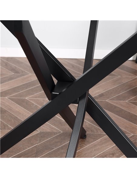 HOMCOM Side Table with Clear Tempered Glass Top, Round Table with Metal Legs, Modern Dining Table Furniture for Dining Room Livi - pic 35021 | FastDaddyshop