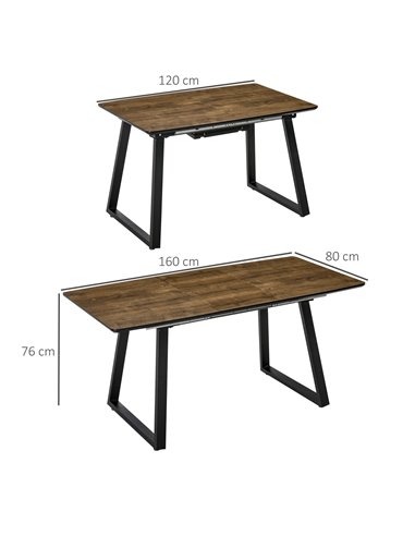 HOMCOM Extendable Dining Table Rectangular Wood Effect Tabletop, 835-525