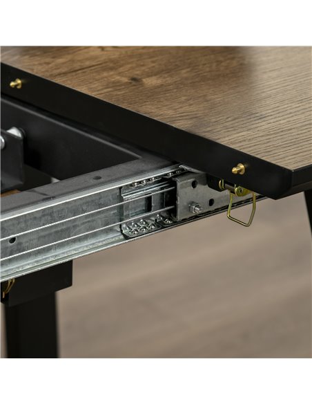 HOMCOM Extendable Dining Table Rectangular Wood Effect Tabletop for 4-6 People with Metal Frame & Hidden Leaves for Kitchen, Din - pic 35028 | FastDaddyshop