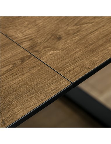HOMCOM Extendable Dining Table Rectangular Wood Effect Tabletop for 4-6 People with Metal Frame & Hidden Leaves for Kitchen, Din