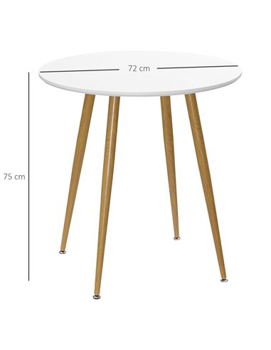 HOMCOM Modern Dining Table for 2 People, Round Kitchen Table, White 835-527